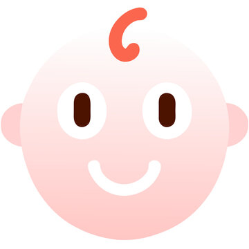 Cute baby face icon with a smile, infant avatar for parenting apps