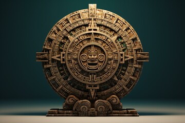 Mayan calendar from ancient times depicted in a 3D illustration. Generative AI