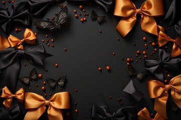 Bows, Minimal background for Black Friday, Christmas, New year and sale event concept