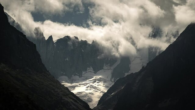 View over the French Alps around Mont Blanc above Chamonix Time-Lapse