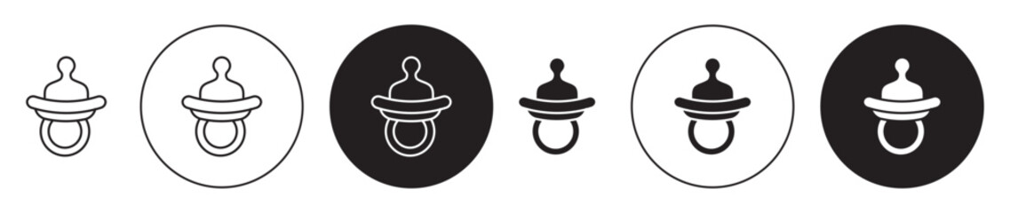 Nipple icon set. baby dummy pacifier vector symbol in black filled and outlined style.