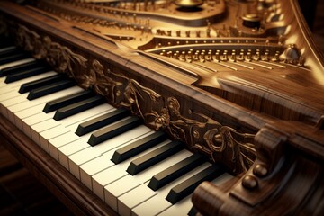 Fototapeta na wymiar Detailed elegant piano with stunning wooden texture. Generative AI