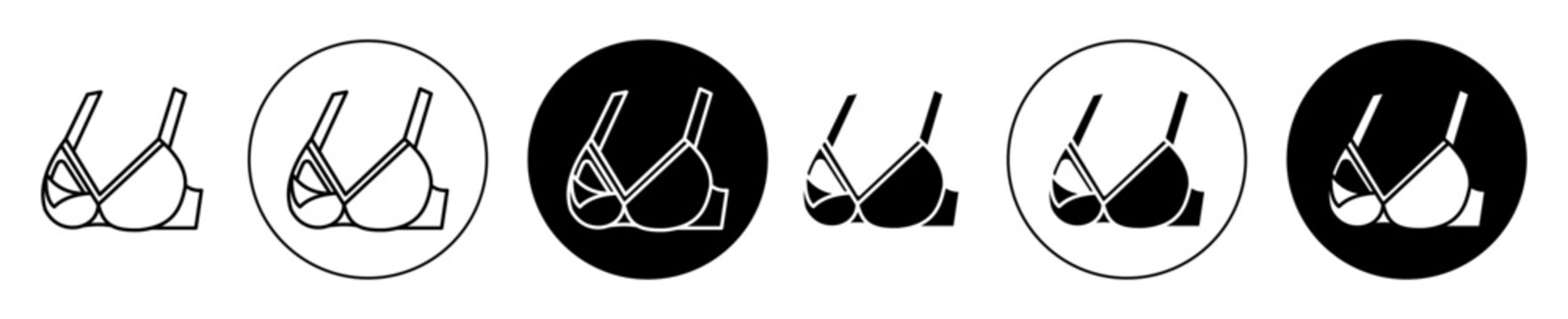 nursing bra icon set. summer bra vector symbol in black filled and outlined style.