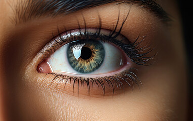 Female eye zone and brows with day makeup