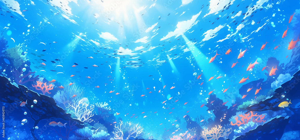 Wall mural underwater world of the ocean sea diving snorkeling aquarium coral fish