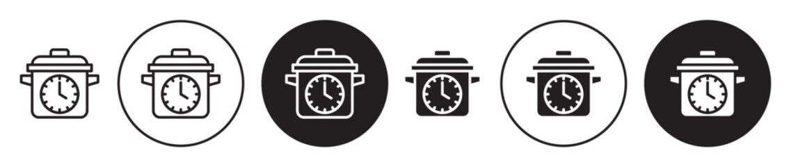 Cooking time icon set. meal cook time vector symbol in black filled and outlined style. - obrazy, fototapety, plakaty