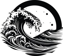Japanese Kanagawa Wave With Circle
