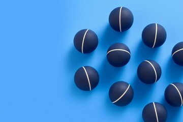 Simplified blue basketball balls on a blue background. Sport concept with solid dark colors. Generative AI