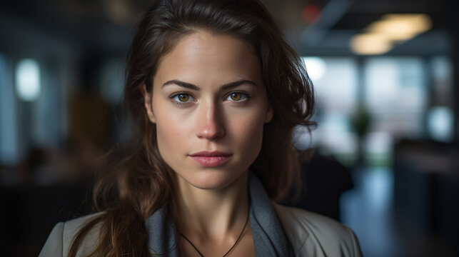 a female venture capitalist evaluates startup pitches, investment visuals and market analysis screens visible