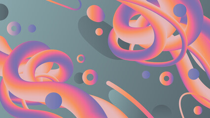 Abstract background with lines and curves, 3d colorful fluid gradient design