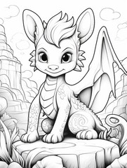 Dragon drawing, coloring page. A symbol of the Chinese New Year and fantasy stories