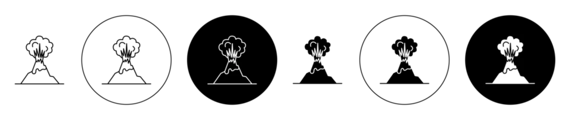Fotobehang Volcano eruption icon set. erupting volcanic explosion vector symbol in black filled and outlined style. © Gopal