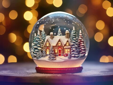 Merry Christmas snow globe. Christmas new year time. Background for business and advertising.