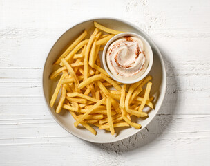 french fries with mayonnaise dip