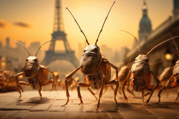 Bed bugs on a street of paris Paris