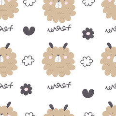 Seamless pattern with cartoon dogs. colorful vector for kids. Animals. hand drawing, flat style. baby design for fabric, print, textile, wrapper