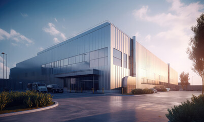 Fototapeta na wymiar 3D modern factory building design