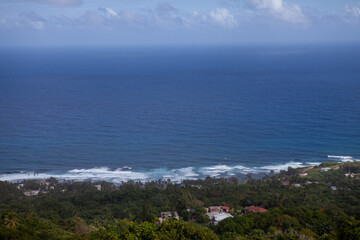 view of the sea from the mountains