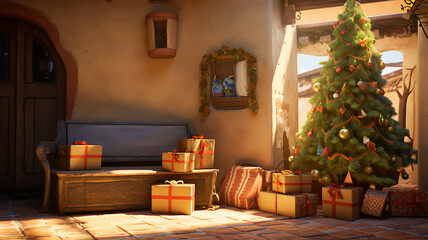 Fototapeta na wymiar Gifts Under Christmas Tree