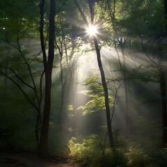 misty morning in the forest