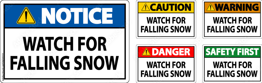 Wall mural warning sign watch for falling snow