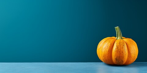 Whole Kabocha Squash on Blue Background, with Copy Space : Generative AI