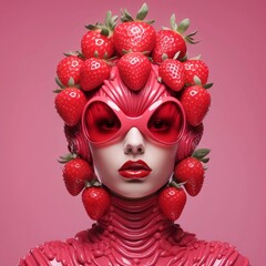 a girl with glasses whose face is covered in strawberries