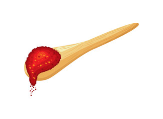 chili pepper powder in wooden spoon