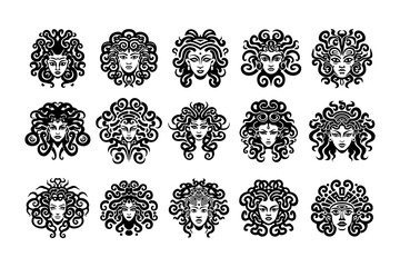 A collection of medusa vector tribal illustrations