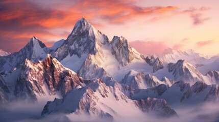 sunset in the mountains - obrazy, fototapety, plakaty