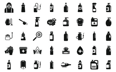 Disinfectant icons set simple vector. Clean spray. Safety cleaning