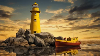 Foto op Canvas lighthouse at sunset © faiz