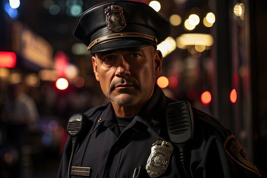 An officer of the law, donned in a crisp uniform, carrying out their duties with integrity