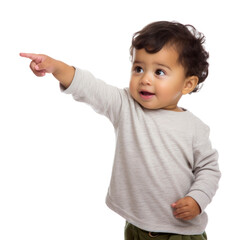 Adorable baby giving funny gesture and facial expression in transparent background