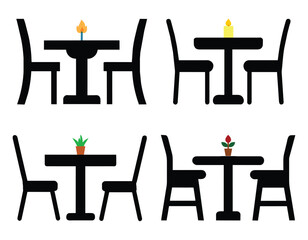 dining table with different decorations, icon vector illustration isolated 