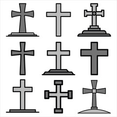Christian cross icons set, easy editing and recolor, vector isolated on white background