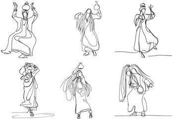 One-Line Drawing of Gnawa Dancers: African Spirit and Vibes in Minimalist Art, vector