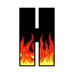 fire design on alphabet letters vector