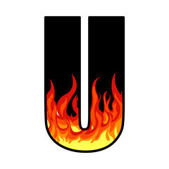 fire design on alphabet letters vector