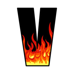 fire design on alphabet letters vector