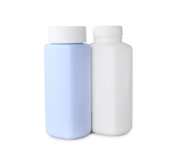 Blank bottles of baby powder isolated on white