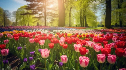 Fotobehang tulip field in spring © faiz
