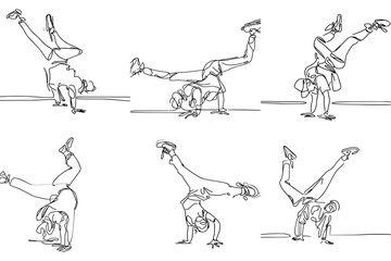 One-Line Drawing of Breakdancing: Power, Grace, and Flow, vector