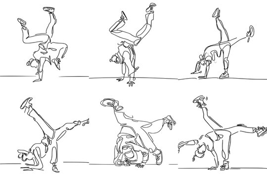 One-Line Drawing of Breakdancing: Power, Grace, and Flow, vector