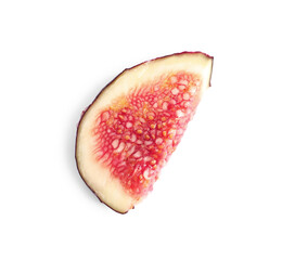 Slice of fresh fig isolated on white, top view