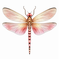 pink dragonfly isolated on white background