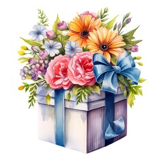gift box wrapped with flowers