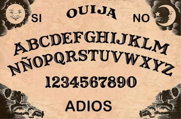 Tablero de ouija vectorizado en español - obrazy, fototapety, plakaty