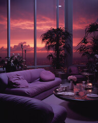 1980s decor magazine style luxury penthouse inter, generative ai