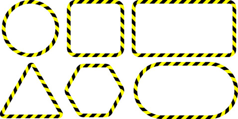 black yellow warning frame set with copy space